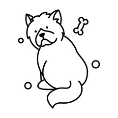 chow chow dog cute cartoon outline style icon