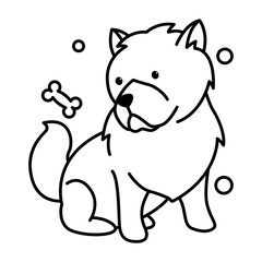 Obraz na płótnie Canvas chow chow dog cute cartoon outline style icon