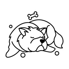 chow chow dog cute cartoon outline style icon