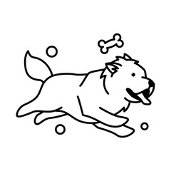 chow chow dog cute cartoon outline style icon
