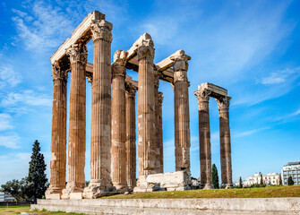View of the Temple of Olympian Zeus aka the Olympieion or Columns of the Olympian Zeus, a former...