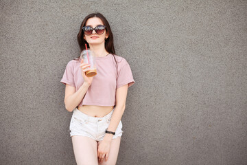 Playful cool funky hipster young girl walking on city street – Street fashion and new normal concept of youth generation