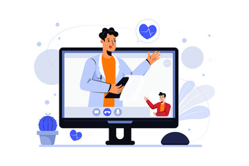Online Doctor Consultation Illustration Concept. Flat illustration isolated on white background.