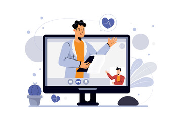Online Doctor Consultation Illustration Concept. Flat illustration isolated on white background.
