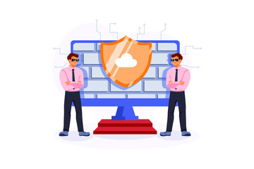 Firewall Illustration Concept. Flat illustration isolated on white background.