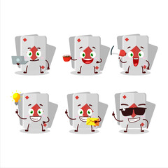 Remi card diamond cartoon character with various types of business emoticons