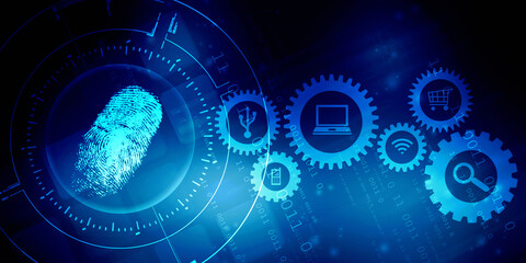 Fingerprint Scanning Technology Concept 2d Illustration