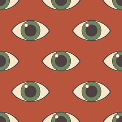 Eye. Seamless modern pattern with an all-seeing eye. Print on fashionable fabrics, decorative pillows, textiles, wrapping paper. 