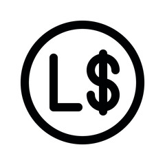 Illustration vector graphic icon of Liberia Dollar currency. Line style icon. Vector illustration isolated on white background. Perfect for website or application design.