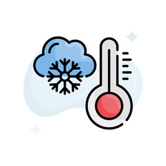 Cold temperature vector Outline filled icon style illustration. EPS 10 file