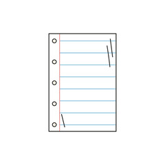 back to school. hand drawn doodle school element. sheet of paper. isolated vector illustration on white background