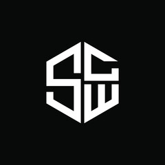 SCW logo SCW icon SCW vector SCW monogram SCW letter SCW minimalist SCW triangle SCW hexagon Circle Unique modern flat abstract logo design 