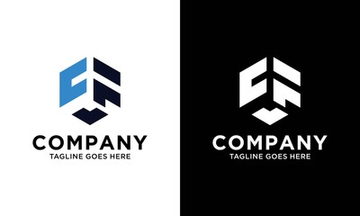CF unique hexagon initials logo design inspiration