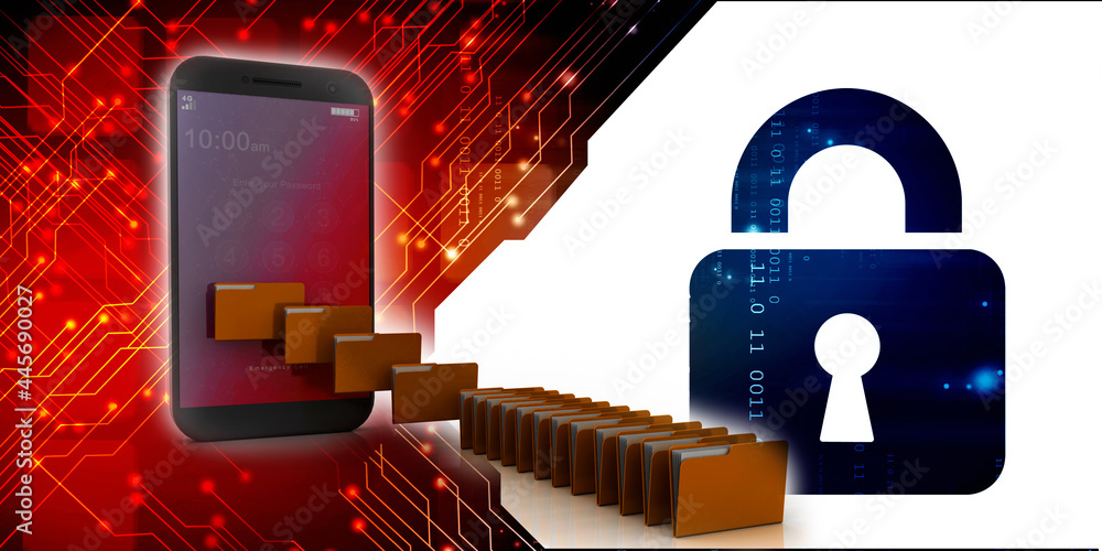 Poster 3d rendering mobile folder
