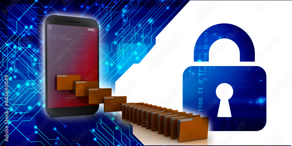 Poster 3d rendering mobile folder