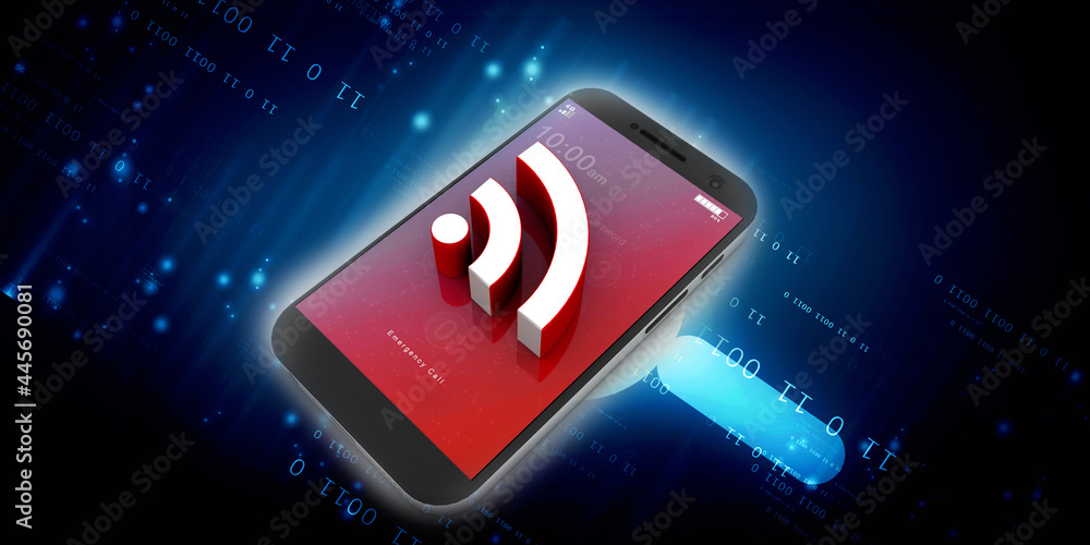 Poster 3d rendering transmitter mobile wifi