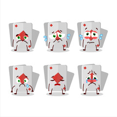 Remi card diamond cartoon character with sad expression