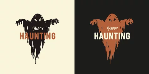 Rolgordijnen Ghost horror halloween for halloween print. Fear evil spirit or spectre for t-shirt halloween design. Spooky phantom for dark haunted halloween party © Casoalfonso