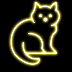 CAT NEON LIGHT ON A BLACK BACKGROUND