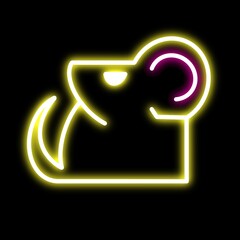 MOUSE NEON LIGHT ON A BLACK BACKGROUND
