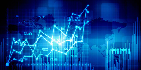 2d rendering Stock market online business concept. business Graph 