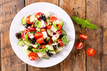 mixed vegetable salad on plate