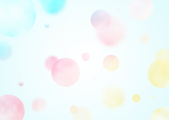 水彩風　夢かわいい　パステルカラーのボケ　背景素材（水色背景）