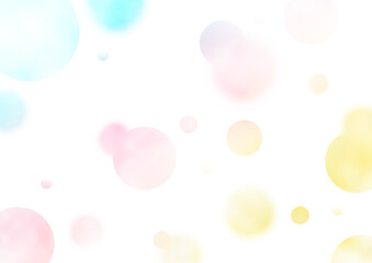 水彩風　夢かわいい　パステルカラーのボケ　背景素材（白背景）