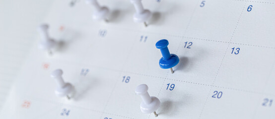 Close up of calendar , Planner and organizer to plan and reminder daily appointment, meeting agenda, schedule, timetable, and management, event , holiday .