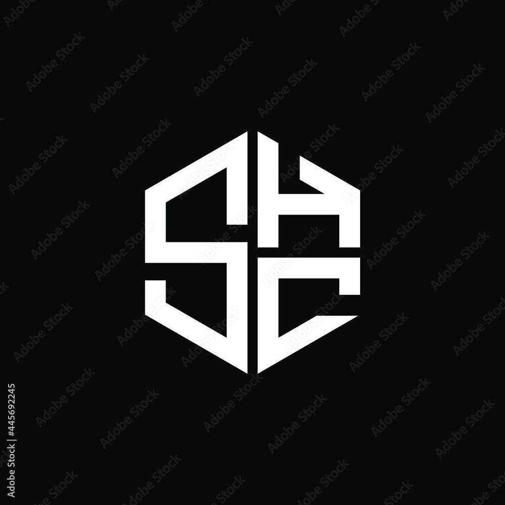 Wall mural shc logo shc icon shc vector shc monogram shc letter shc minimalist shc triangle shc hexagon circle 