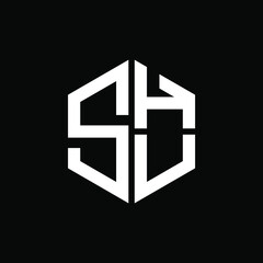 SHU logo SHU icon SHU vector SHU monogram SHU letter SHU minimalist SHU triangle SHU hexagon Circle Unique modern flat abstract logo design 