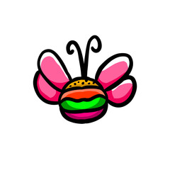 Unique Logo Design Combination of butterfly and Burger
