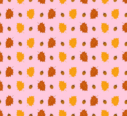 Abstract. Autumn pattern seamless season background. design for mask face, pillow, clothing, fabric, gift wrap. Vector.