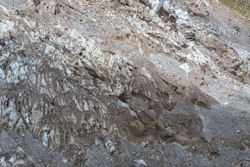 The belvedere glacier: one of the many Alpine glaciers of the Monte Rosa massif, near the town of Macugnaga, Italy - July 2021.