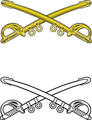 military cavalry emblem with swords  - obrazy, fototapety, plakaty