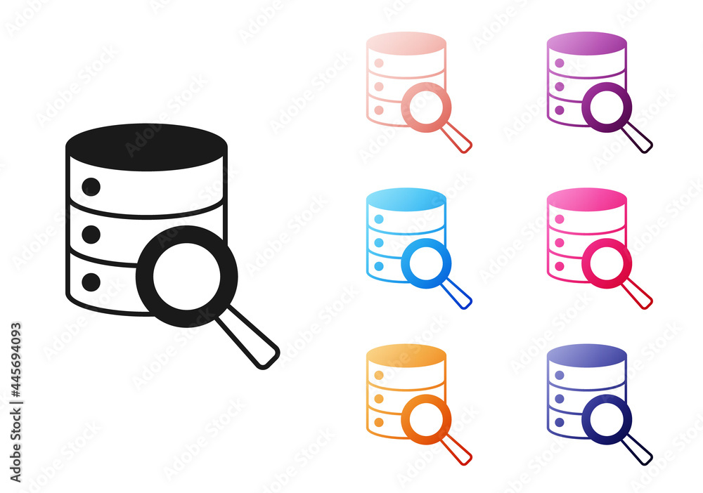 Poster black server, data, web hosting icon isolated on white background. set icons colorful. vector