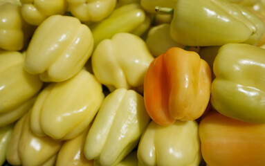 top veiw photo of yellow pepper for background texture