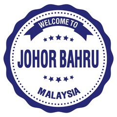 Obraz premium WELCOME TO JOHOR BAHRU - MALAYSIA, words written on blue stamp