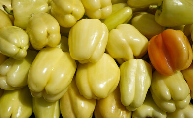top veiw photo of yellow pepper for background texture