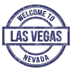 WELCOME TO LAS VEGAS - NEVADA, words written on blue stamp