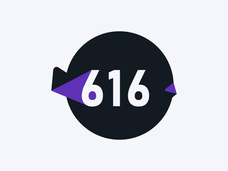 Number 616 logo icon design vector image