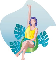 woman vector design on leaf background