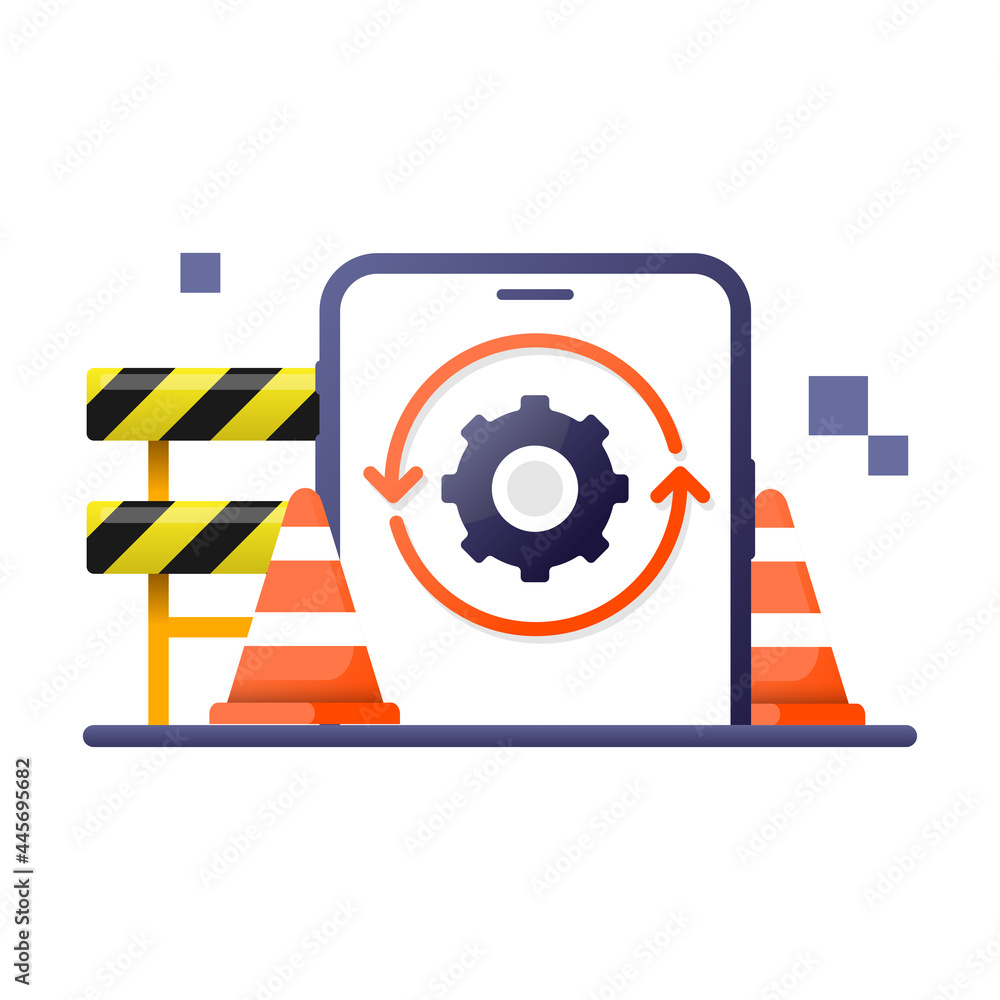 Poster web or app system maintenance, optimization concept illustration flat design vector eps10. modern gr