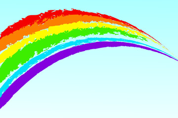 The graphic image of a rainbow on a blue background. After rain on a sunny day. LGBTQ symbol.