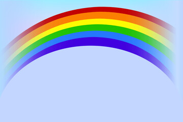 The graphic image of a rainbow on a blue background. After rain on a sunny day. LGBTQ symbol.