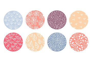 Highlight cover set, abstract floral botanical icons for social media. Vector illustration. watercolor design. Set of Instagram Story Highlights Covers Icons.