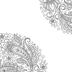 Stylized with henna tattoos decorative pattern for decorating covers for book, notebook, casket, magazine, postcard and folder. Flower in mehndi style. Frame in the eastern tradition.
