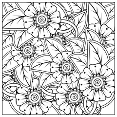 mehndi flower decorative ornament in ethnic oriental style. doodle ornament. outline hand draw.
