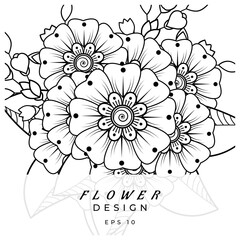 mehndi flower decorative ornament in ethnic oriental style. doodle ornament. outline hand draw.