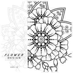 mehndi flower decorative ornament in ethnic oriental style. doodle ornament. outline hand draw.